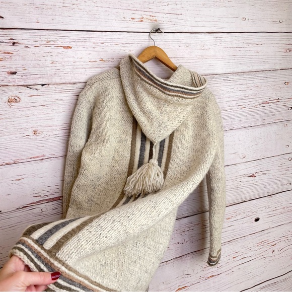Vintage hand knit hooded wool 70s sweater jacket - Picture 9 of 9